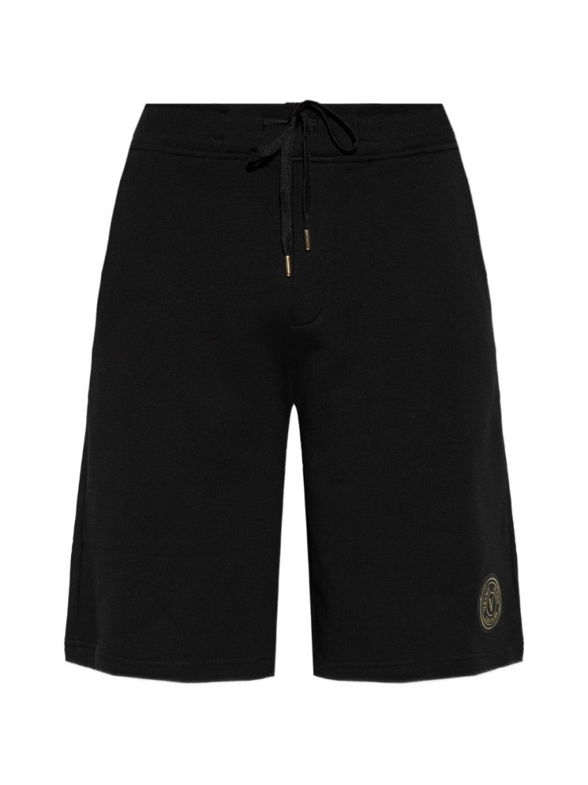 Versace Jeans Couture Black Logo Patch Jersey Shorts