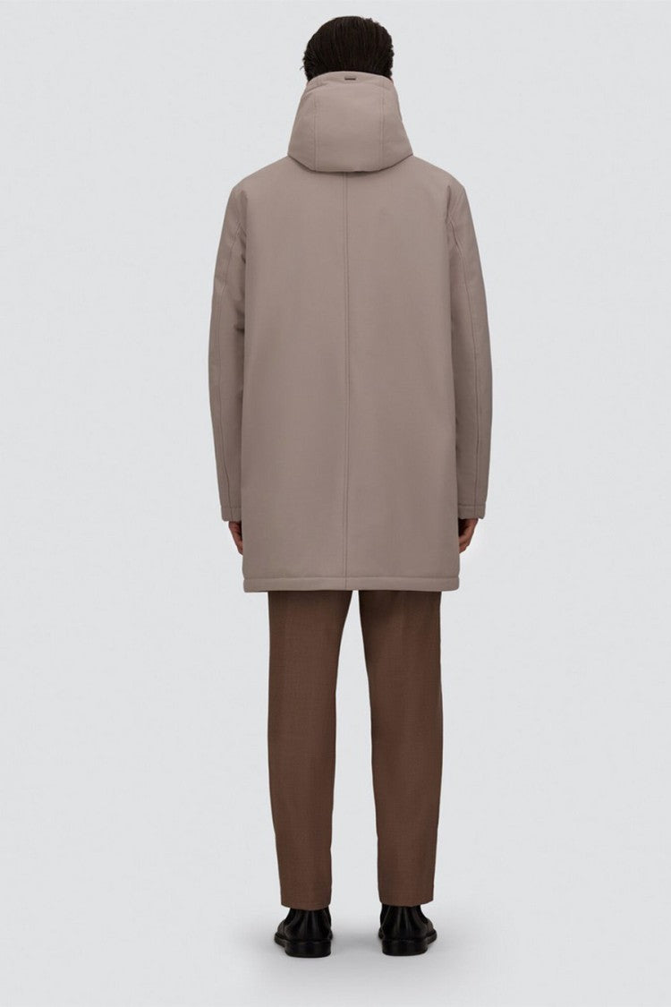 Herno Grey Polyester Hooded Parka Coat