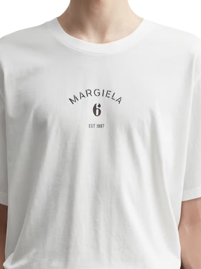 Mm6 By Maison Margiela White Front Logo Cotton T-Shirt