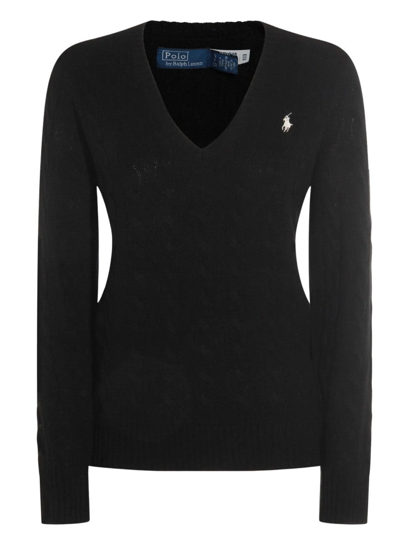 Polo Ralph Lauren Black Cable-Knit V-Neck Sweater
