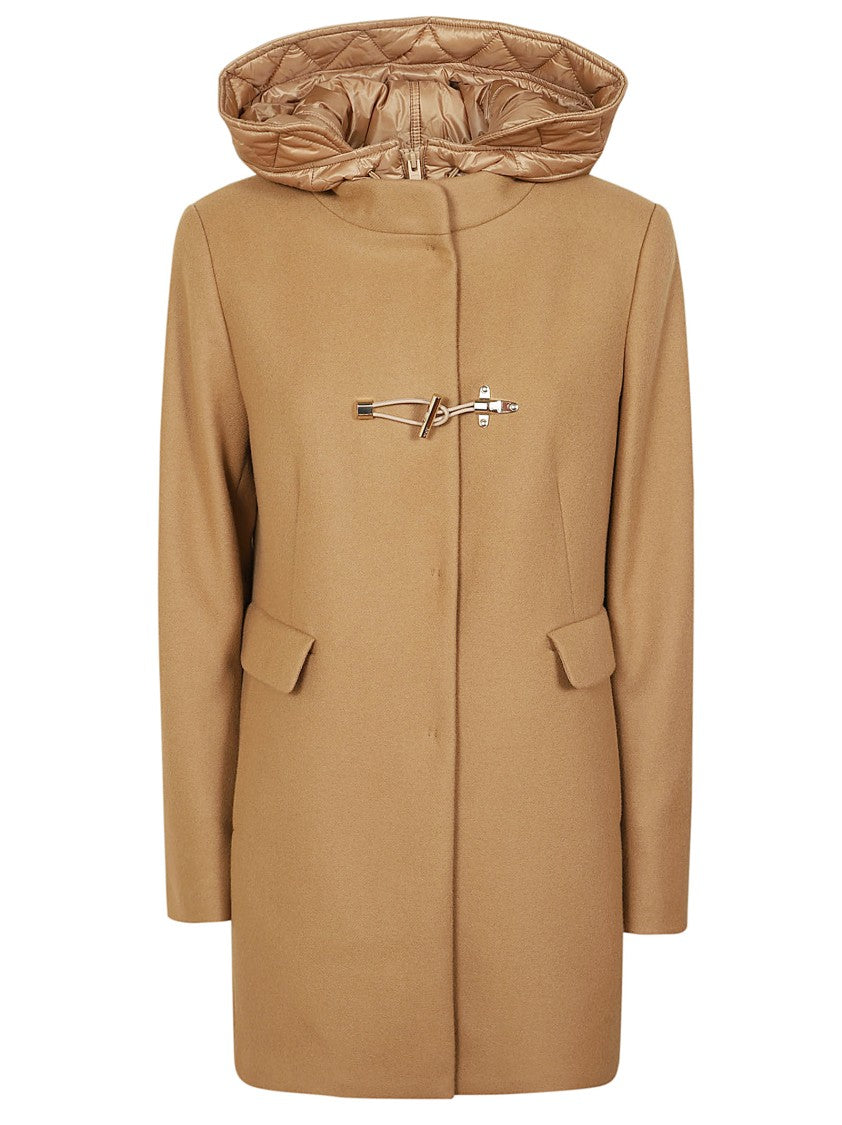Fay Wool Coat With Unique Quilted Hood