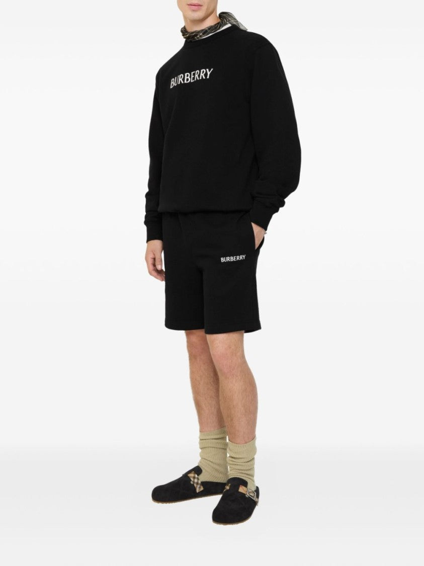 Burberry Black Cotton Shorts With Subtle Logo Detail