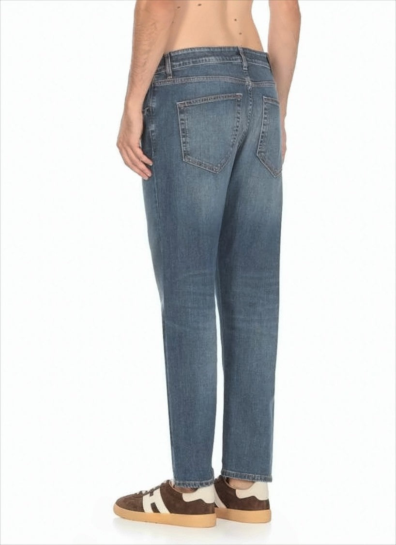 Pt Torino Medium Blue Wash Denim Pants With Classic Five-Pocket Styling