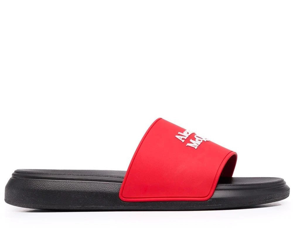 Alexander Mcqueen Logo Printed Slides Sandals