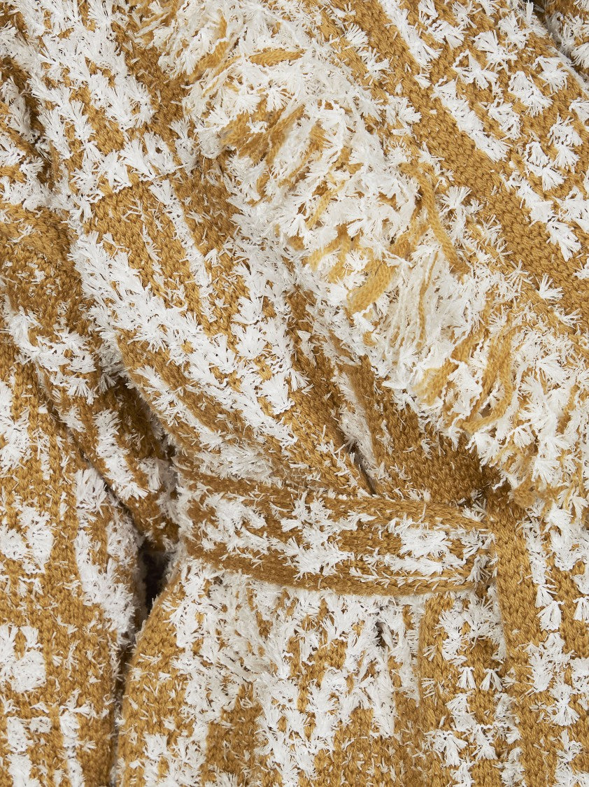 Alanui Sandy Beige Shawl Collar Cardigan