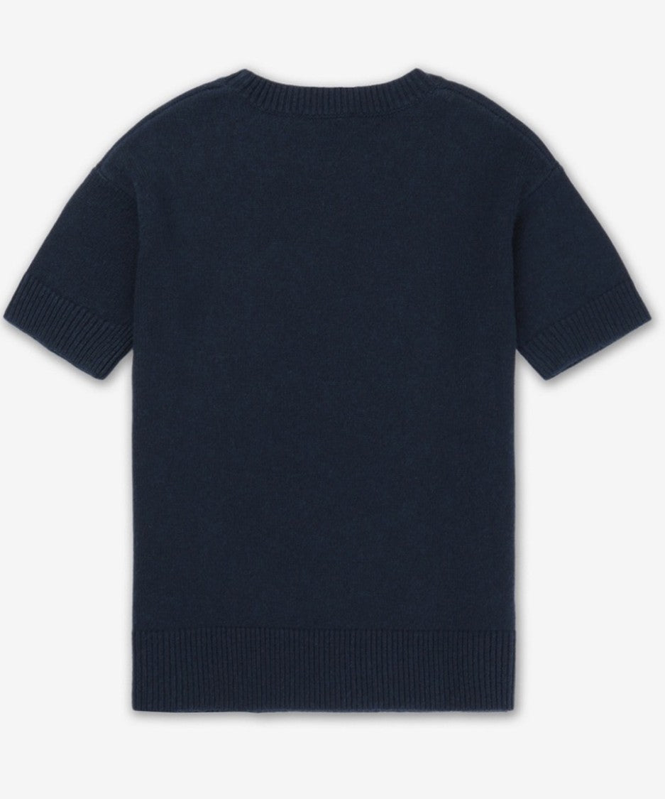 Max Mara Short-Sleeved Knit Sweater With Abstract Letter Design