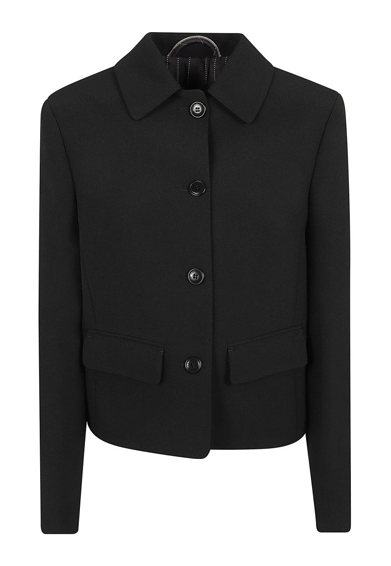 Ermanno Scervino Cropped Single-Breasted Jacket With Classic Collar And Flap Pockets