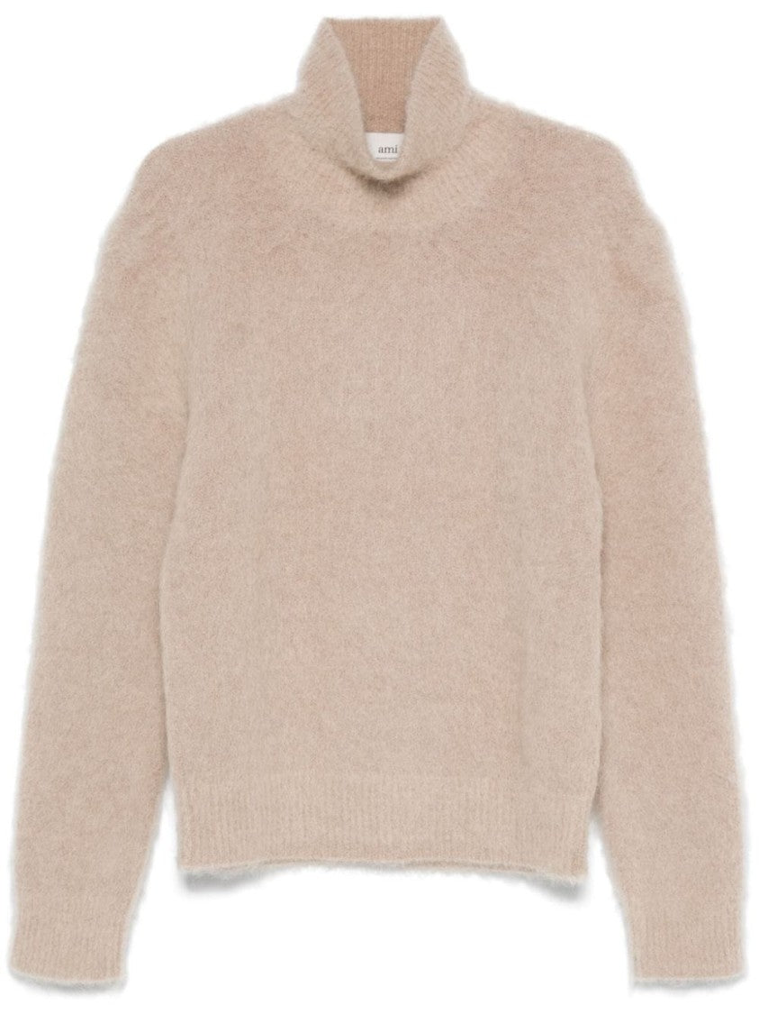 Ami Paris Brushed Effect Roll Neck Sweater