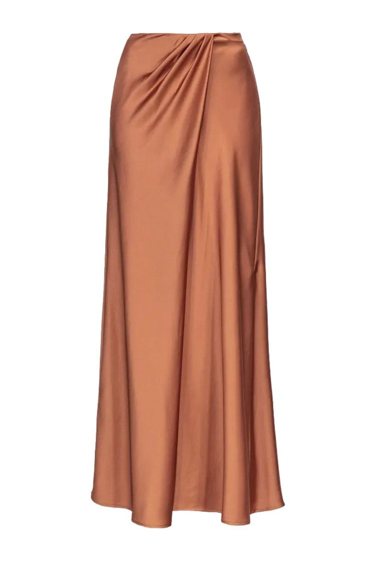 Pinko Brown Midi Skirt Asymmetrical Draped Detail