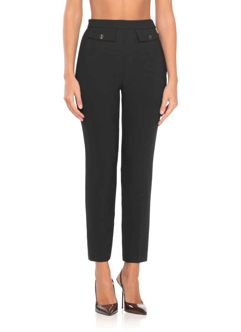 Elisabetta Franchi Cropped Crepe Pants With Flap Pockets