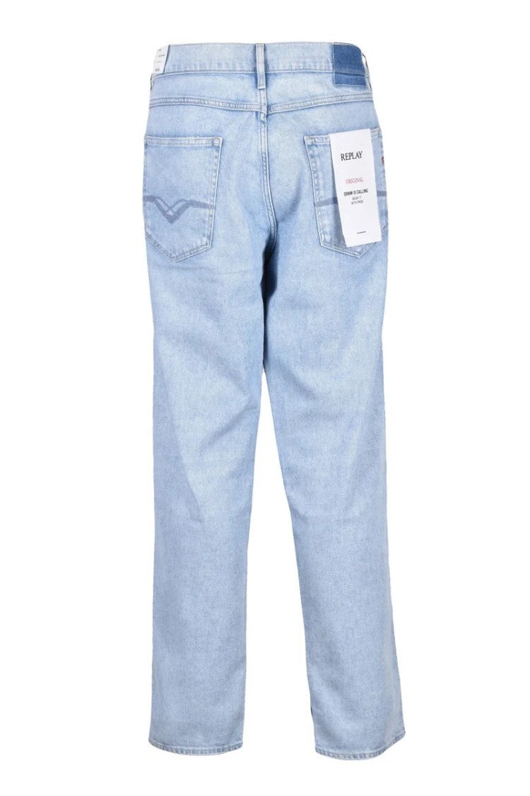 Replay Light Blue Cotton Elastane Sandot Jeans
