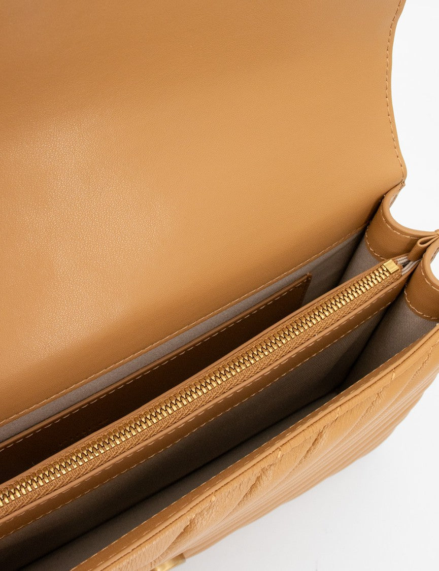 Pinko Chevron Quilted Nappa Leather Shoulder Bag