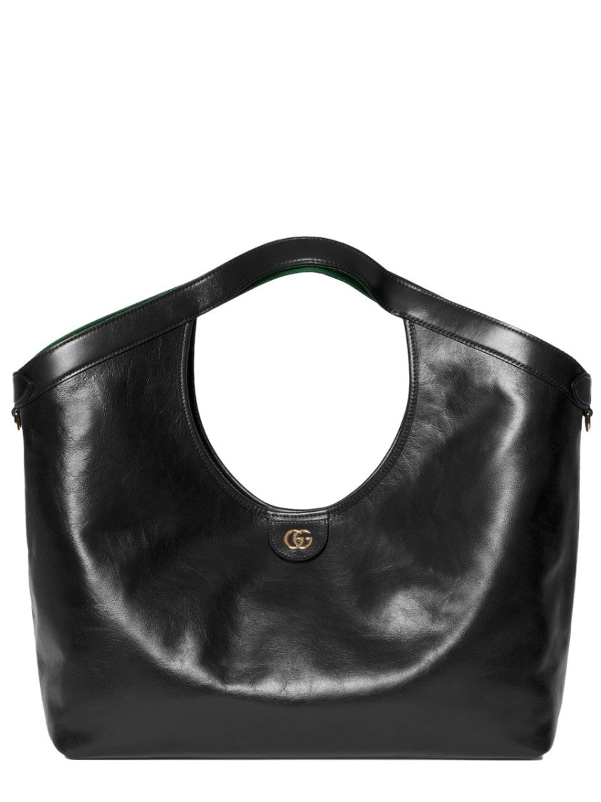 Gucci Spacious Large Shopping Bag With Glossy Calfskin Finish