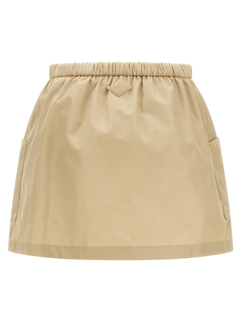 Prada Re-Nylon Mini Skirt With Saffiano Leather Accents