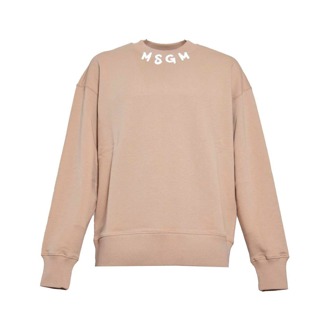Msgm Beige Cotton Crewneck Sweatshirt