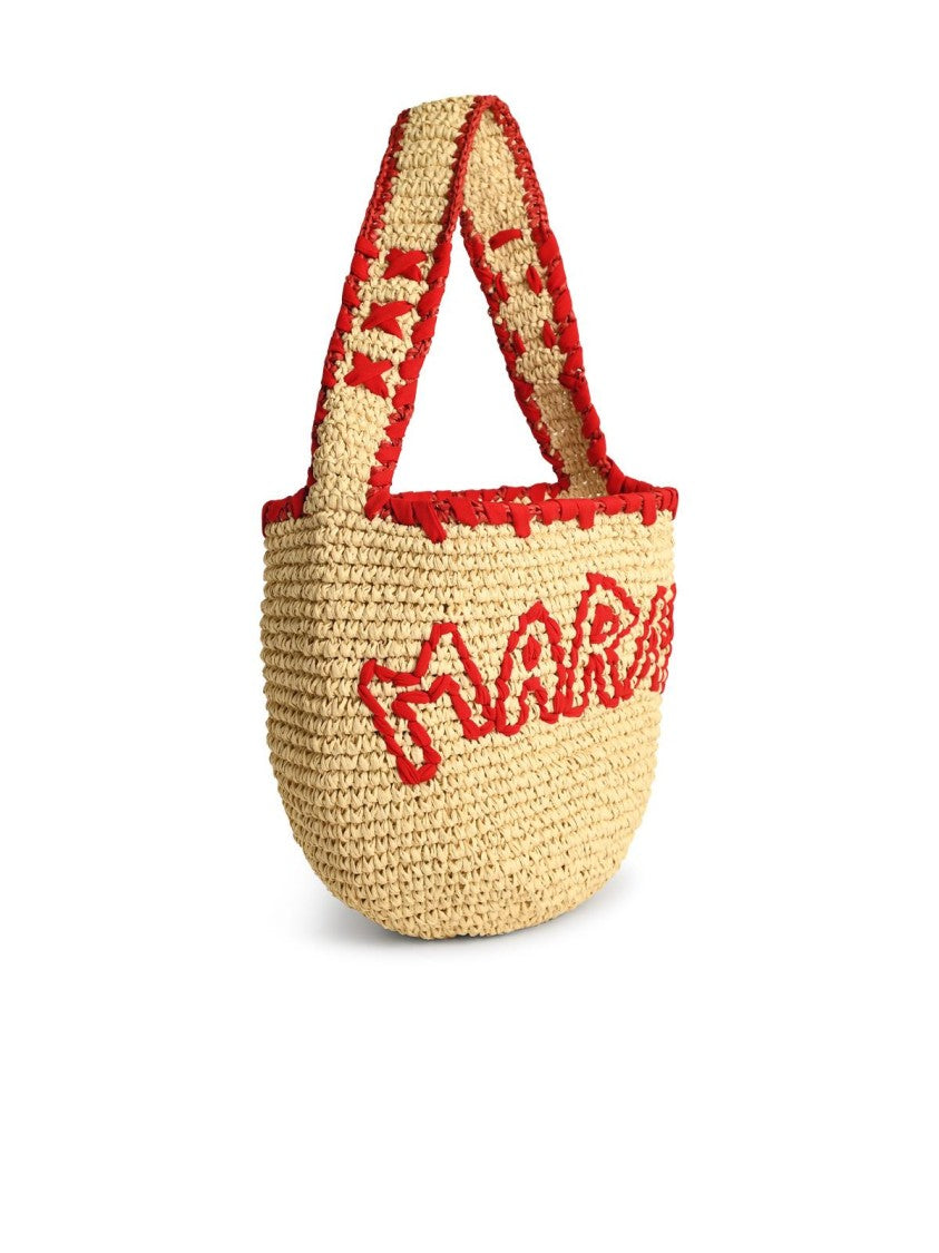 Marni Medium 'Hobo Nassa' Bag In Red Natural Raffia