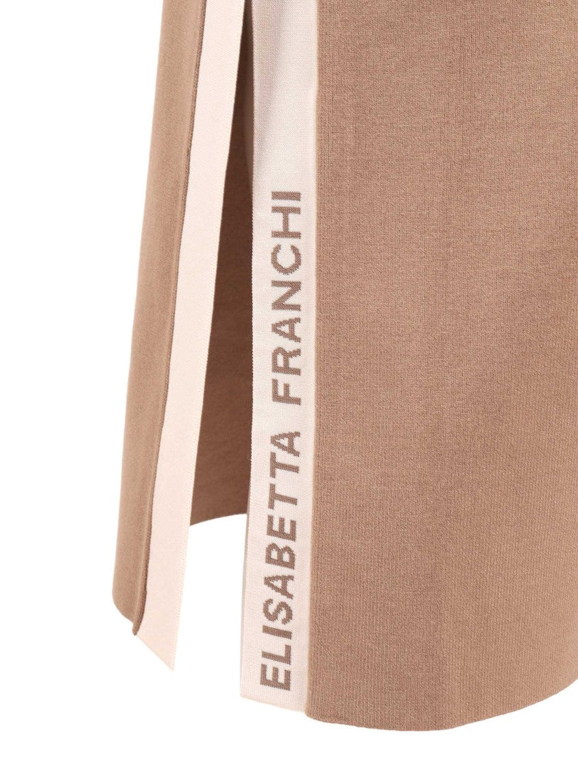 Elisabetta Franchi Belted Contrast Detail Knit Midi Skirt