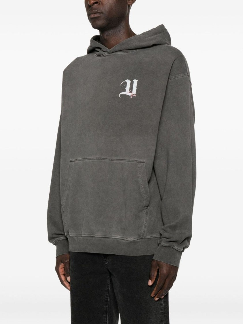 Vision Of Super Washed Gray Graphic Hoodie With Front Pocket