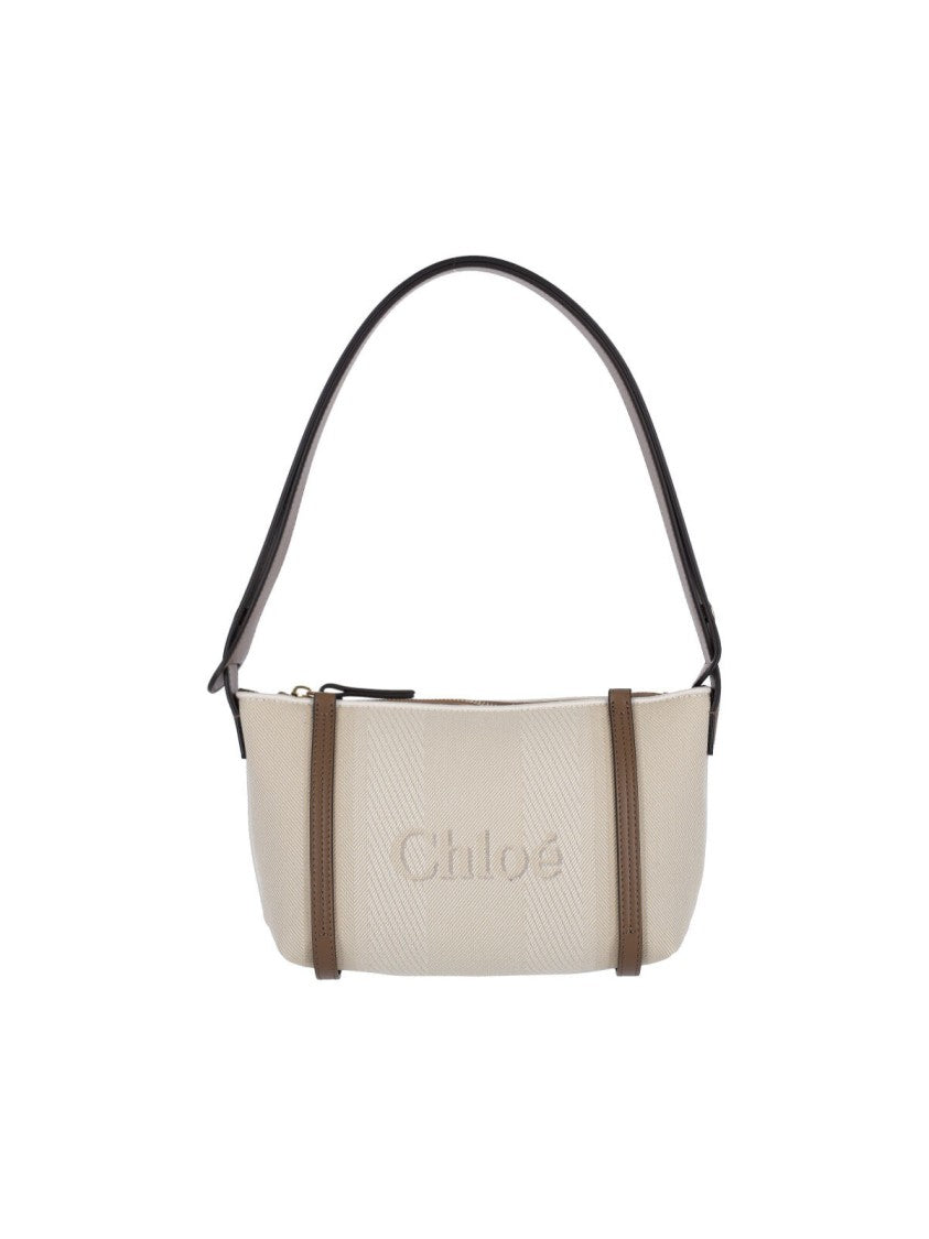 Chloé Structured Beige Shoulder Bag With Embossed Logo