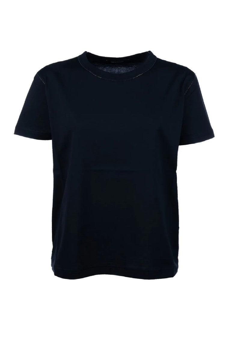 Fabiana Filippi Minimalist Black Jersey Top With Crew Neckline