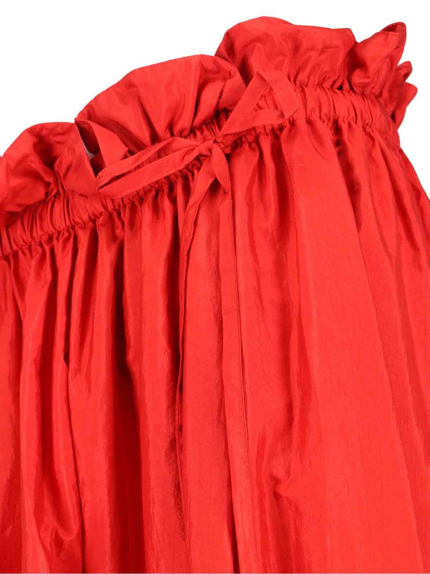 Jil Sander Silk Blend Midi Skirt – Red