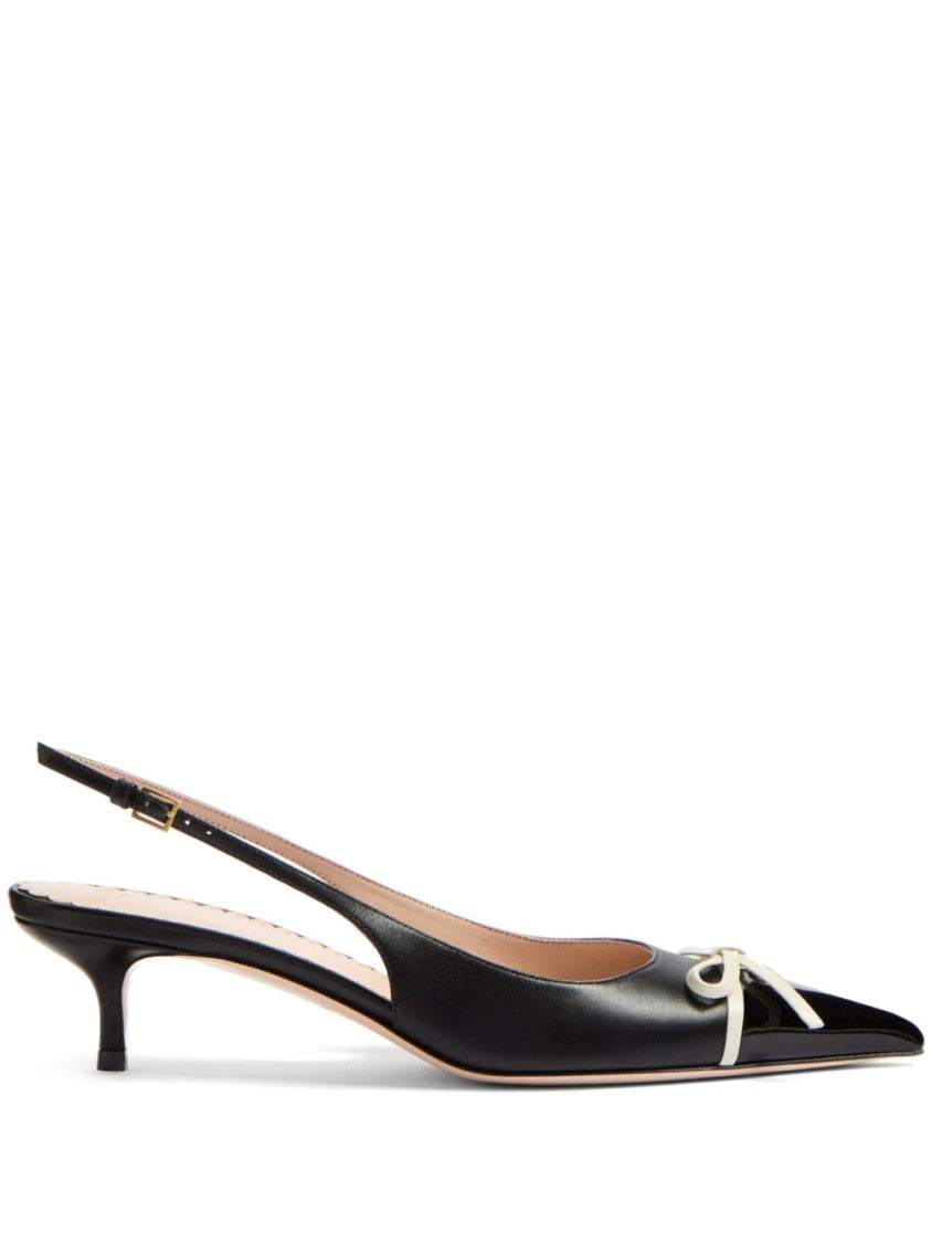 Valentino Pointed Toe Slingback Heels With Bow Accent
