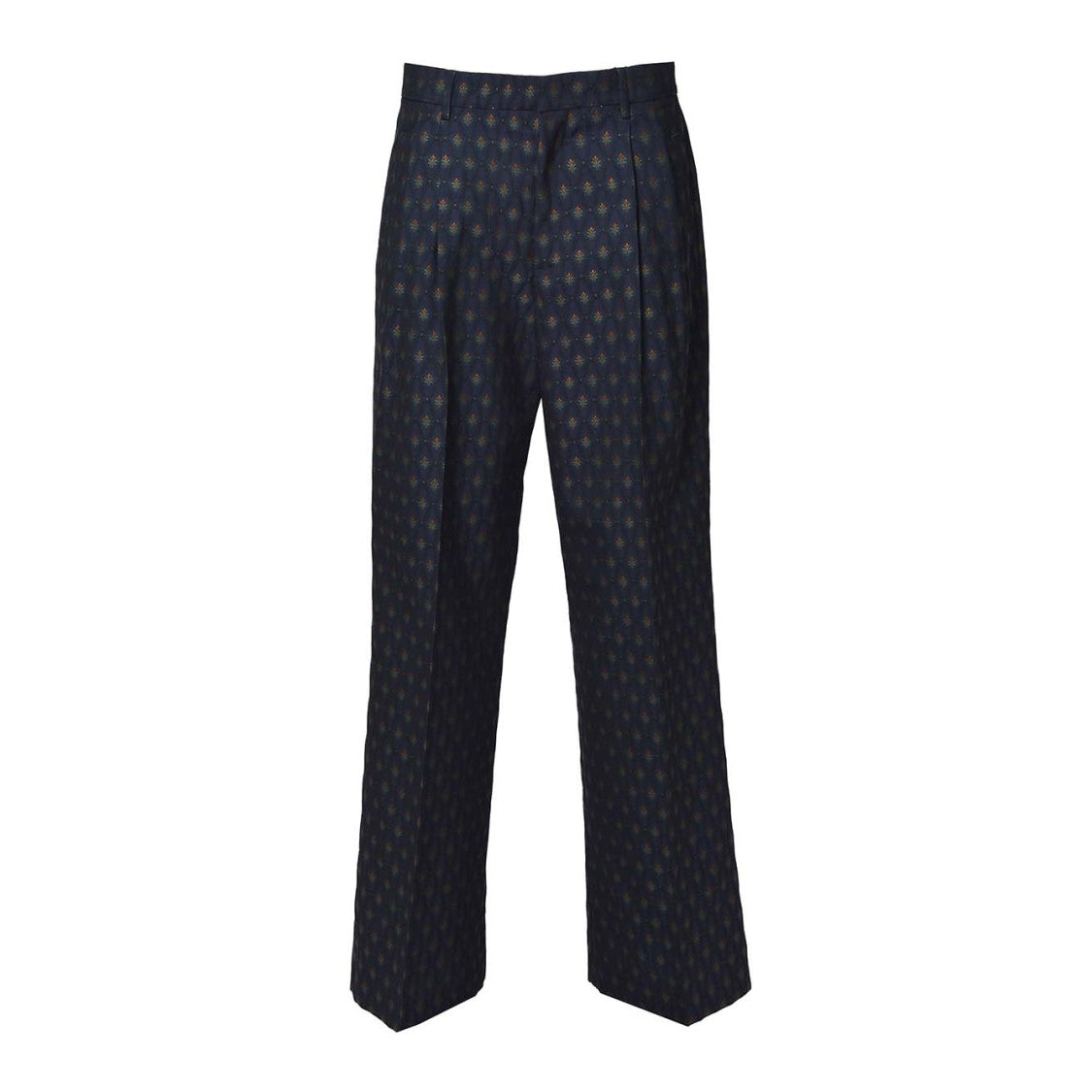 Etro Blue Jacquard Wool Palazzo Pants