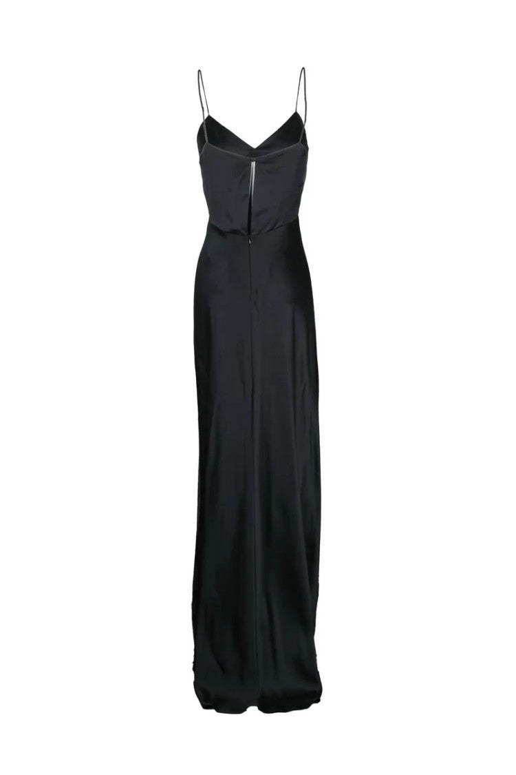 Max Mara Long Silk Satin Dress - Black