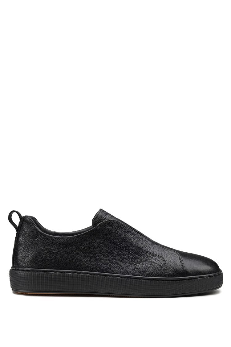 Santoni Seta Hand-Varnished Suede Sneakers