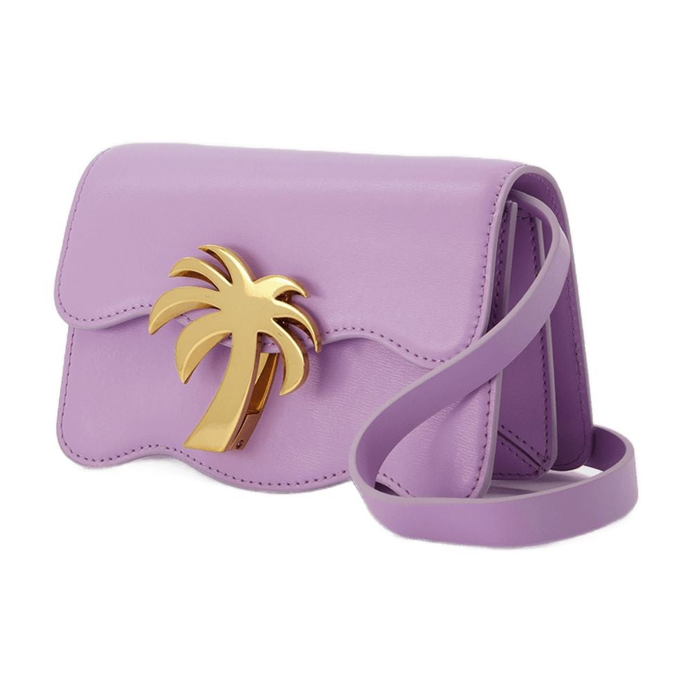 Palm Angels Palm Beach Bag Pm In Lilac And Gold Leather