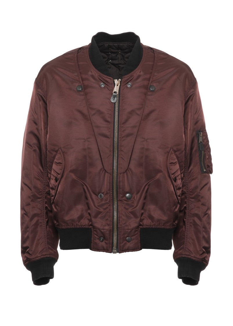 Maison Margiela Rich Brown Bomber Jacket With Utility Pockets