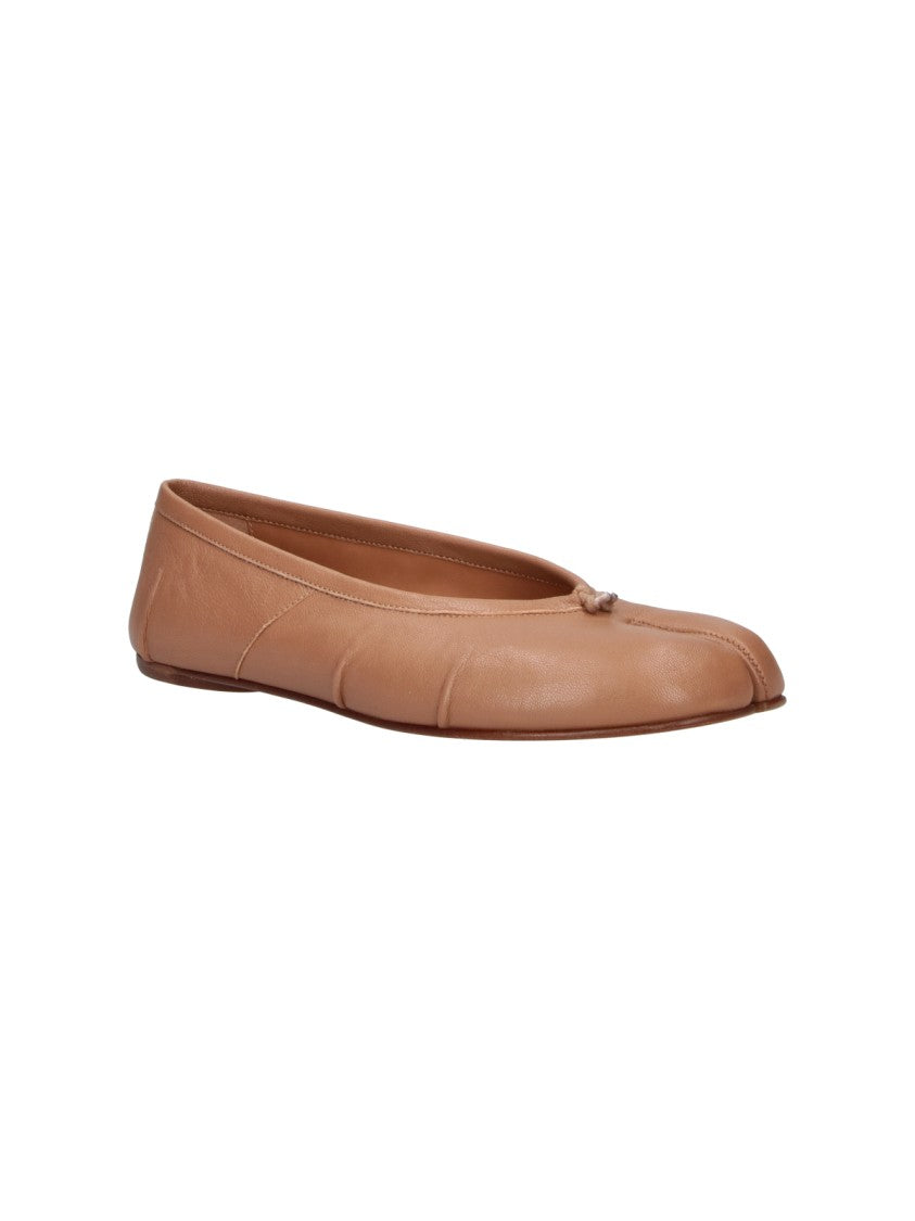 Maison Margiela Beige Sheepskin Leather Tabi Ballet Flats