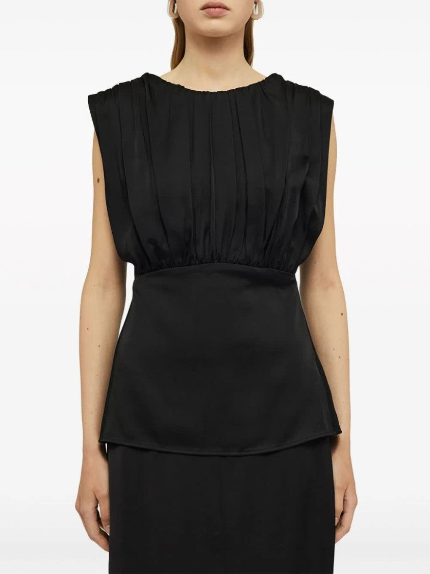 Jil Sander Black Structured Gathered Acetate Top