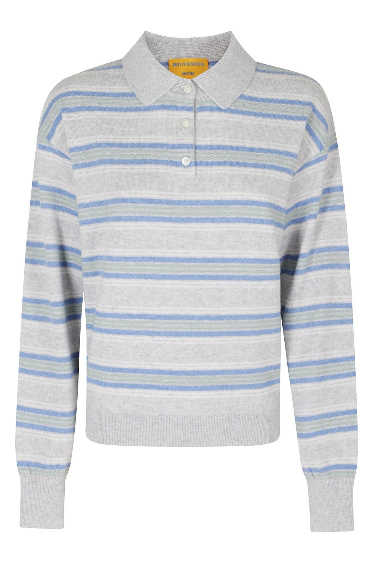 Guest In Residence Collegiate Stripe Cashmere Polo Shirt