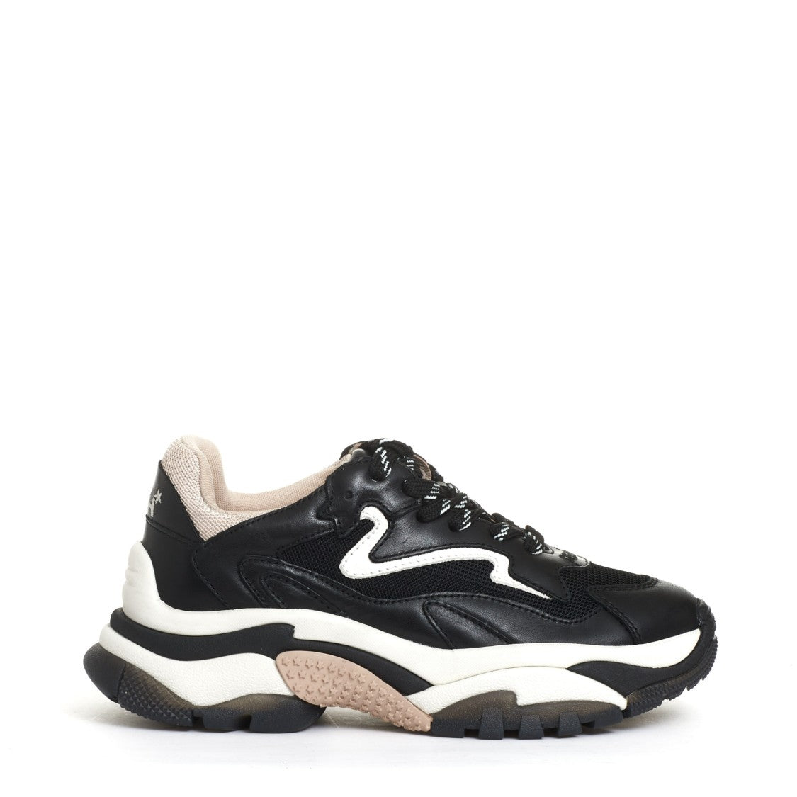 Ash Black Leather And Fabric Sneakers With Chunky Sole