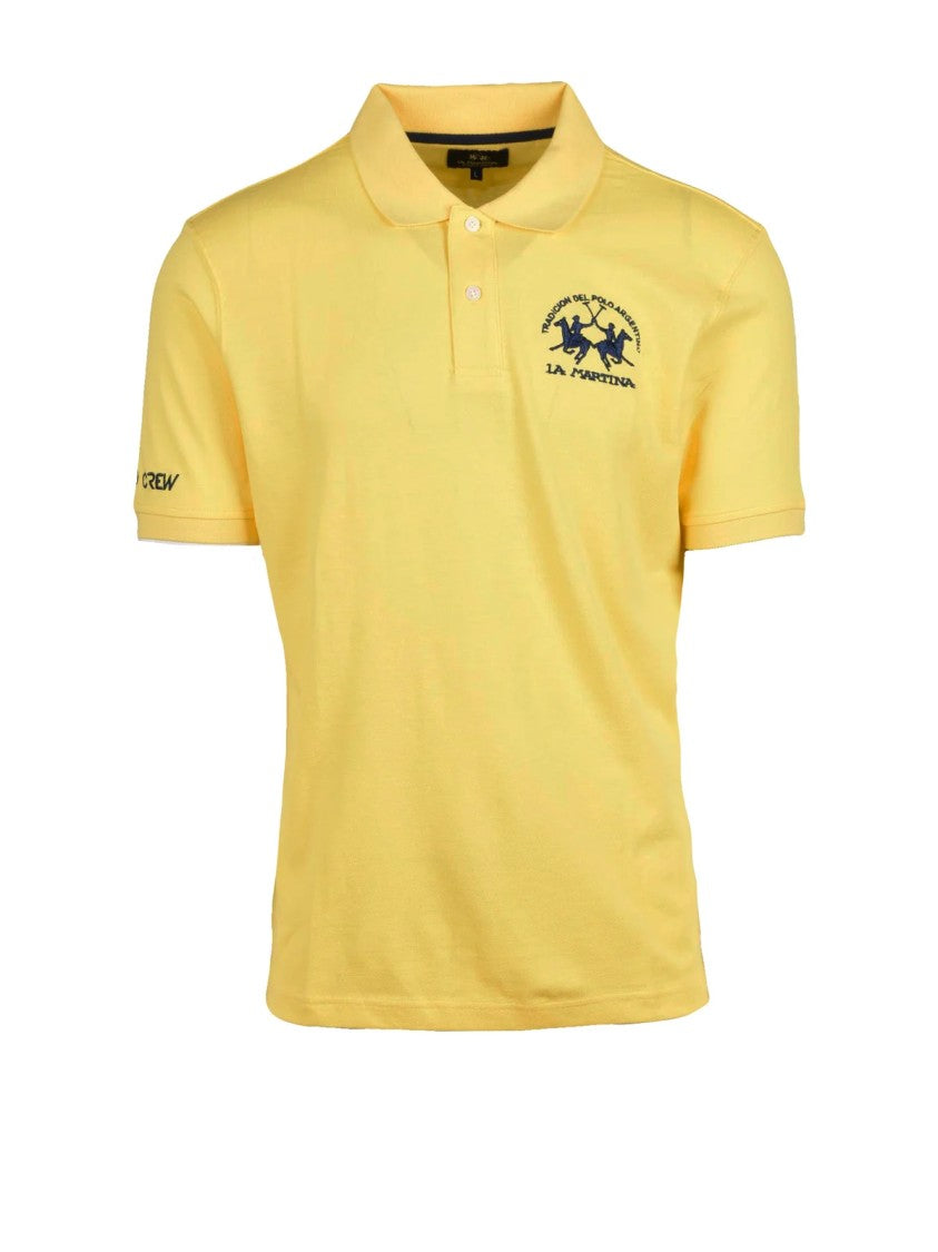 La Martina Yellow Embroidered Short-Sleeve Cotton Polo Shirt