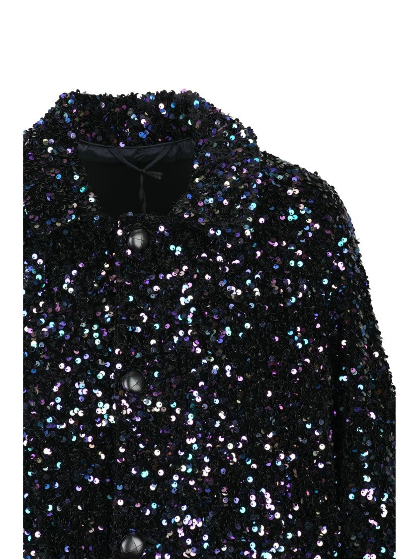 C.D.S.Blaze Milano Black Polyester Women's Sequin Coat