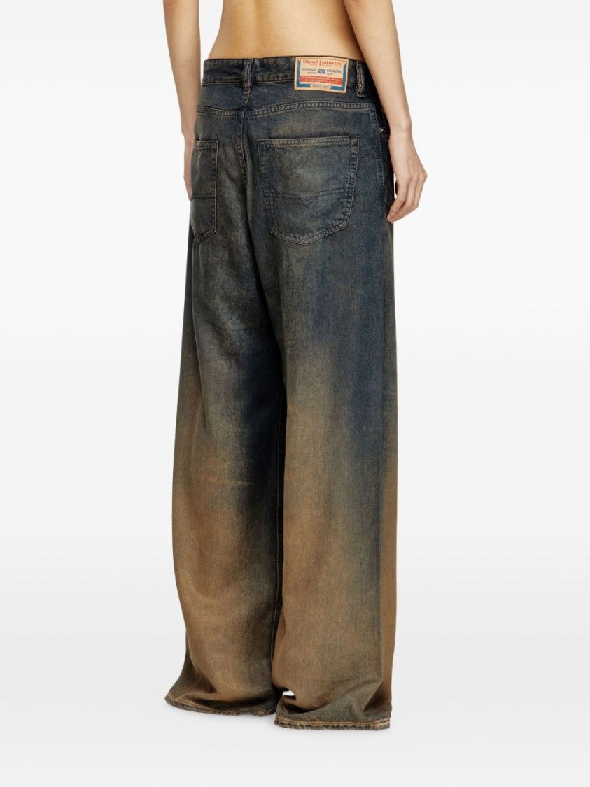Diesel Faded Gradient Wide-Leg Jeans With Five-Pocket Design