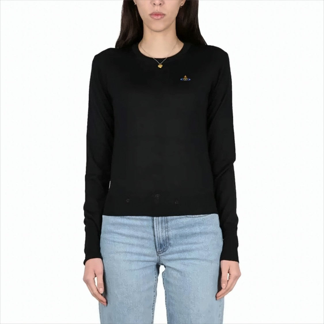 Vivienne Westwood Fitted Round Neck Knit Sweater With Embroidered Logo