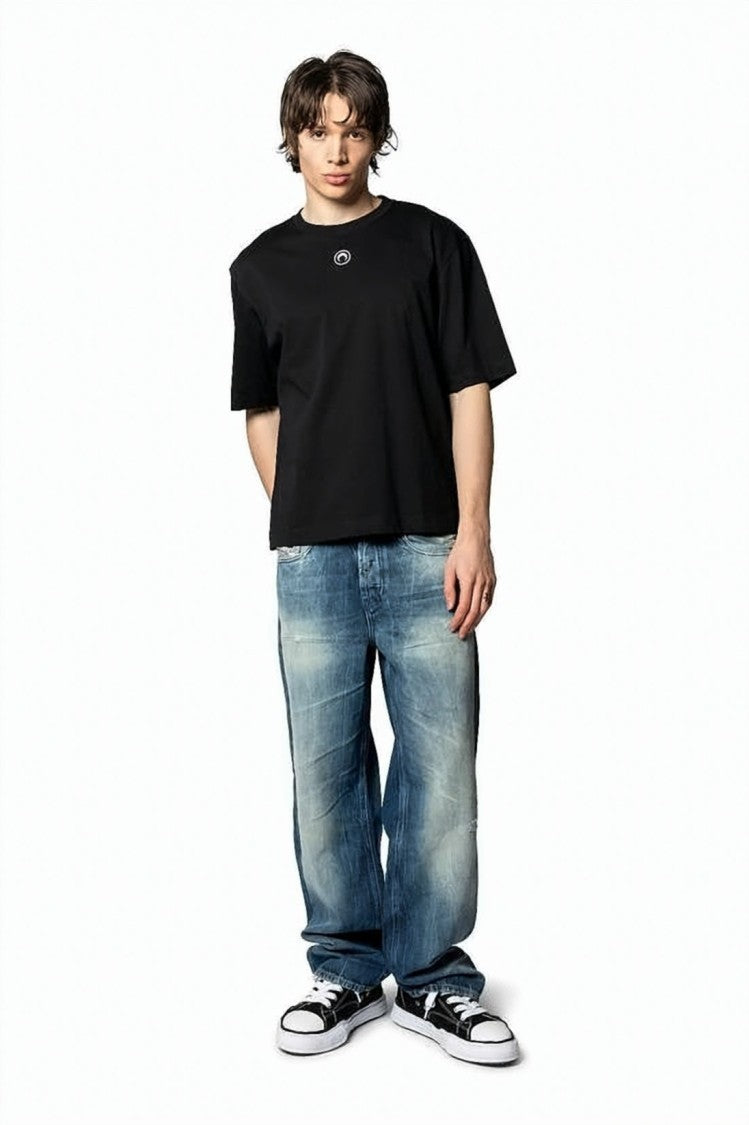 Diesel Relaxed Fit Denim Pants With Faded Blue Wash