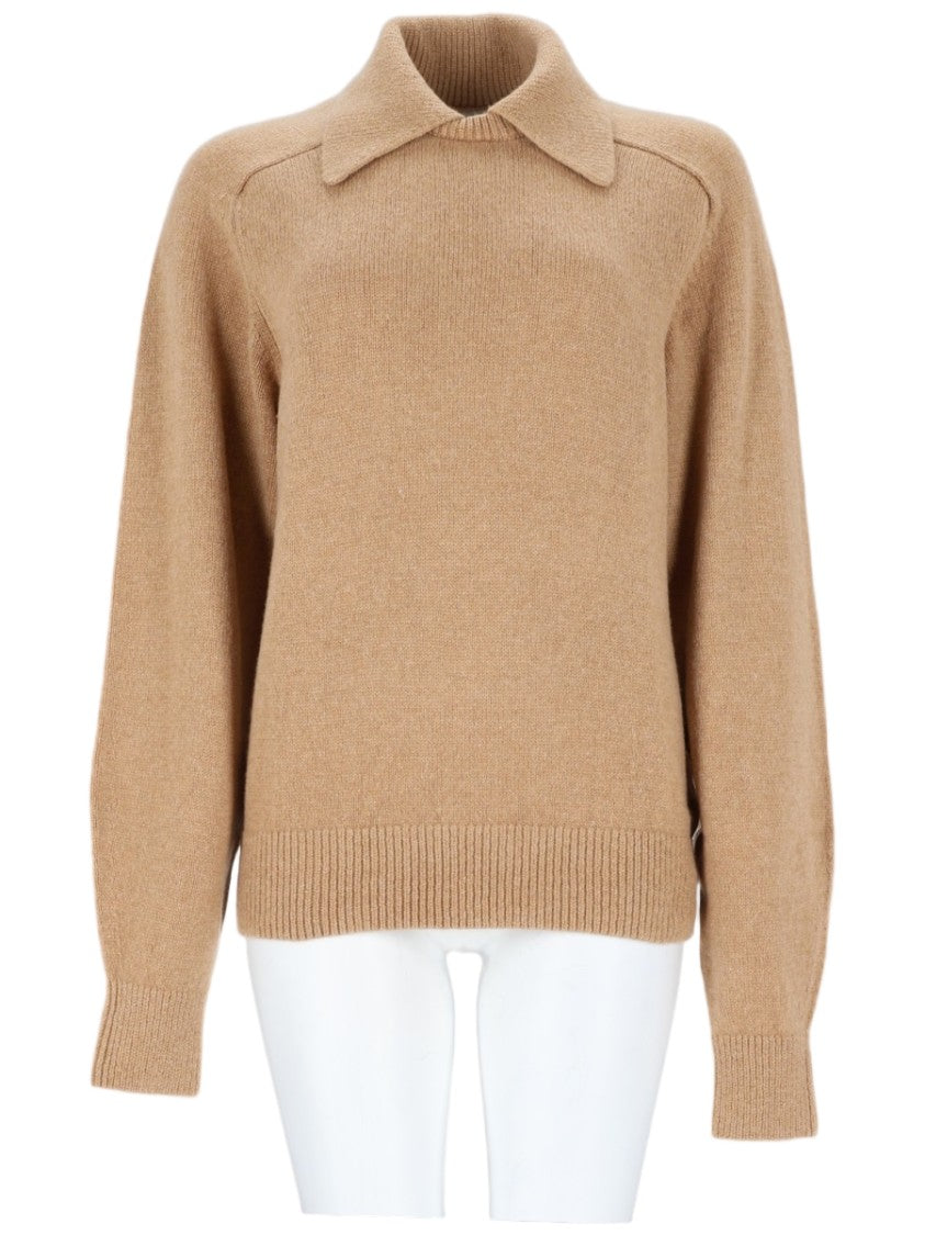Khaite Knitted Pullover With Classic Collar And Subtle Shoulder Seam