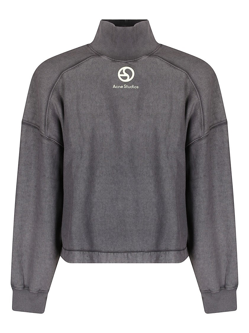 Acne Studios Faded Black Logo Turtleneck Sweatshirt