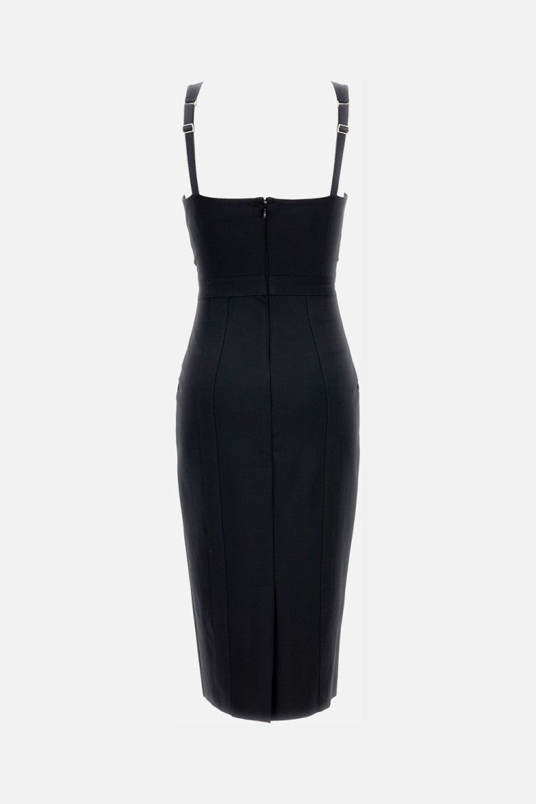 Elisabetta Franchi Fitted Midi Dress With Gold Accents