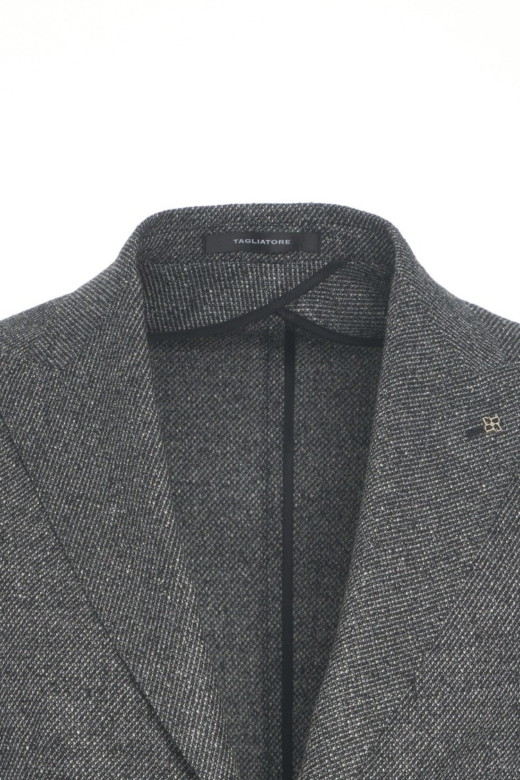 Tagliatore Single-Breasted Mélange Blazer With Flap Pockets