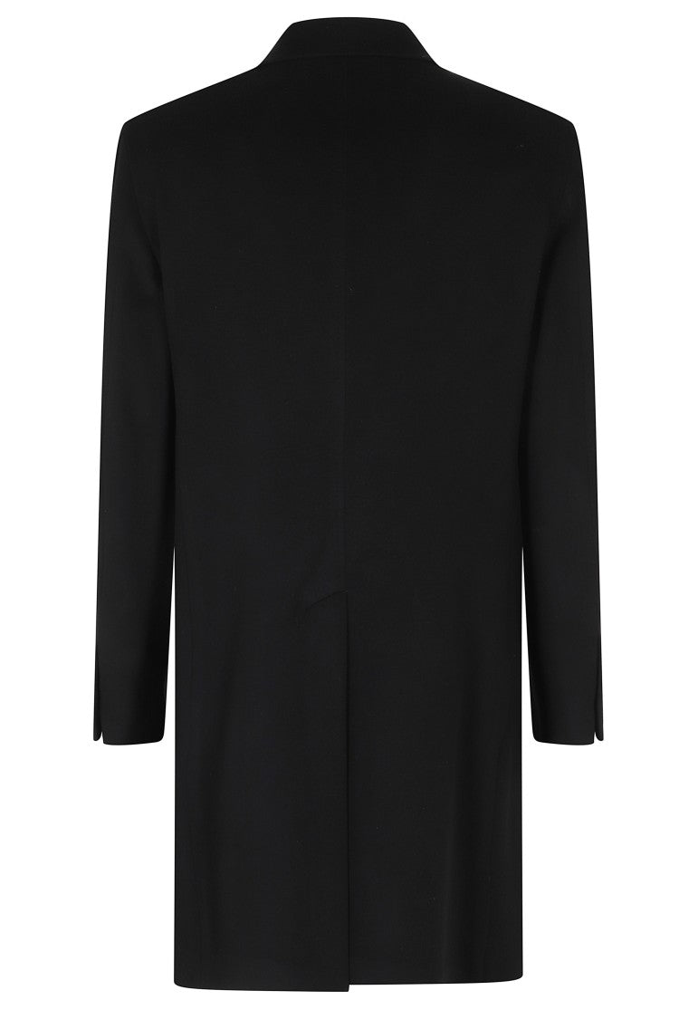 Tagliatore Black Double-Breasted Silver Embellishment Wool-Blend Coat
