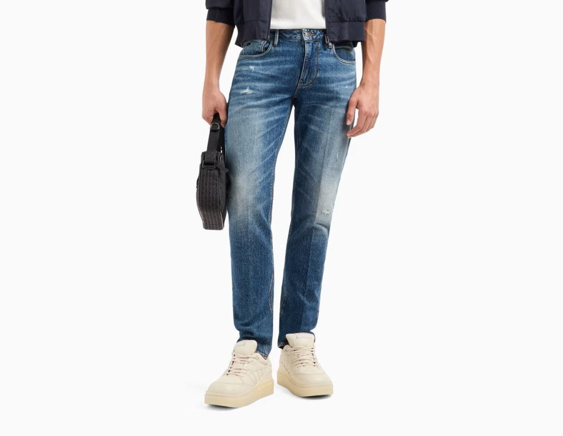 Emporio Armani Slim Fit Denim Jeans With Iconic Eagle Logo