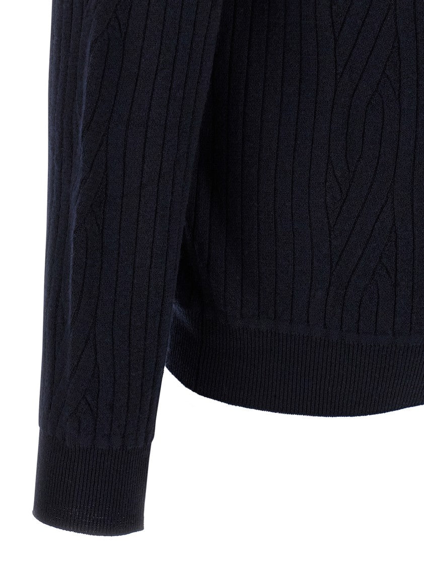 Brioni Ribbed And Braid Cardigan
