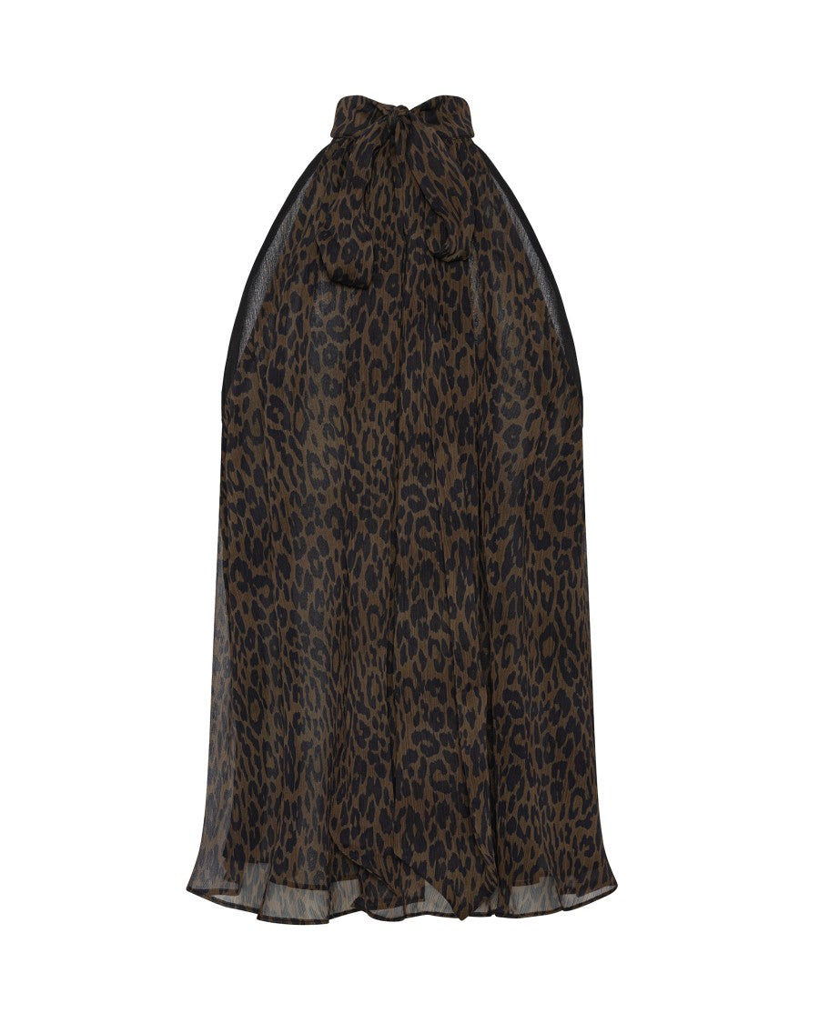 Rotate Leopard Print Sleeveless Top With Draped Silhouette