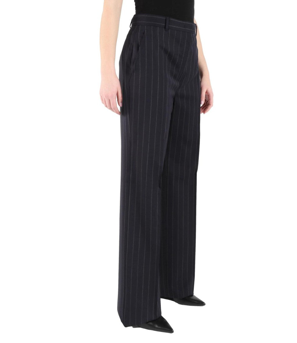 Max Mara Blue Pinstripe Virgin Wool Trousers