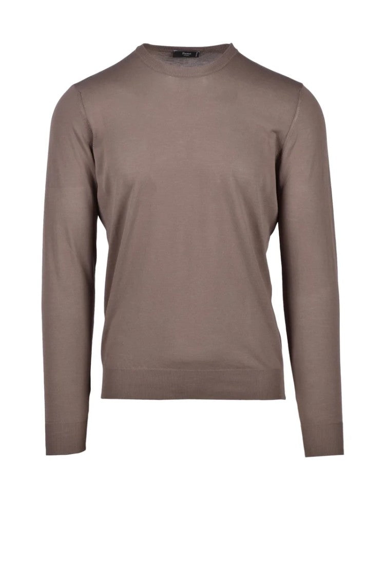 Fama Brown Relaxed Cotton Pullover